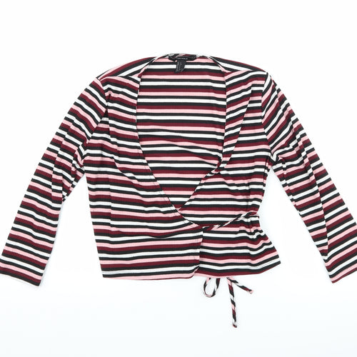 FOREVER 21 Womens Pink Striped  Wrap T-Shirt Size S
