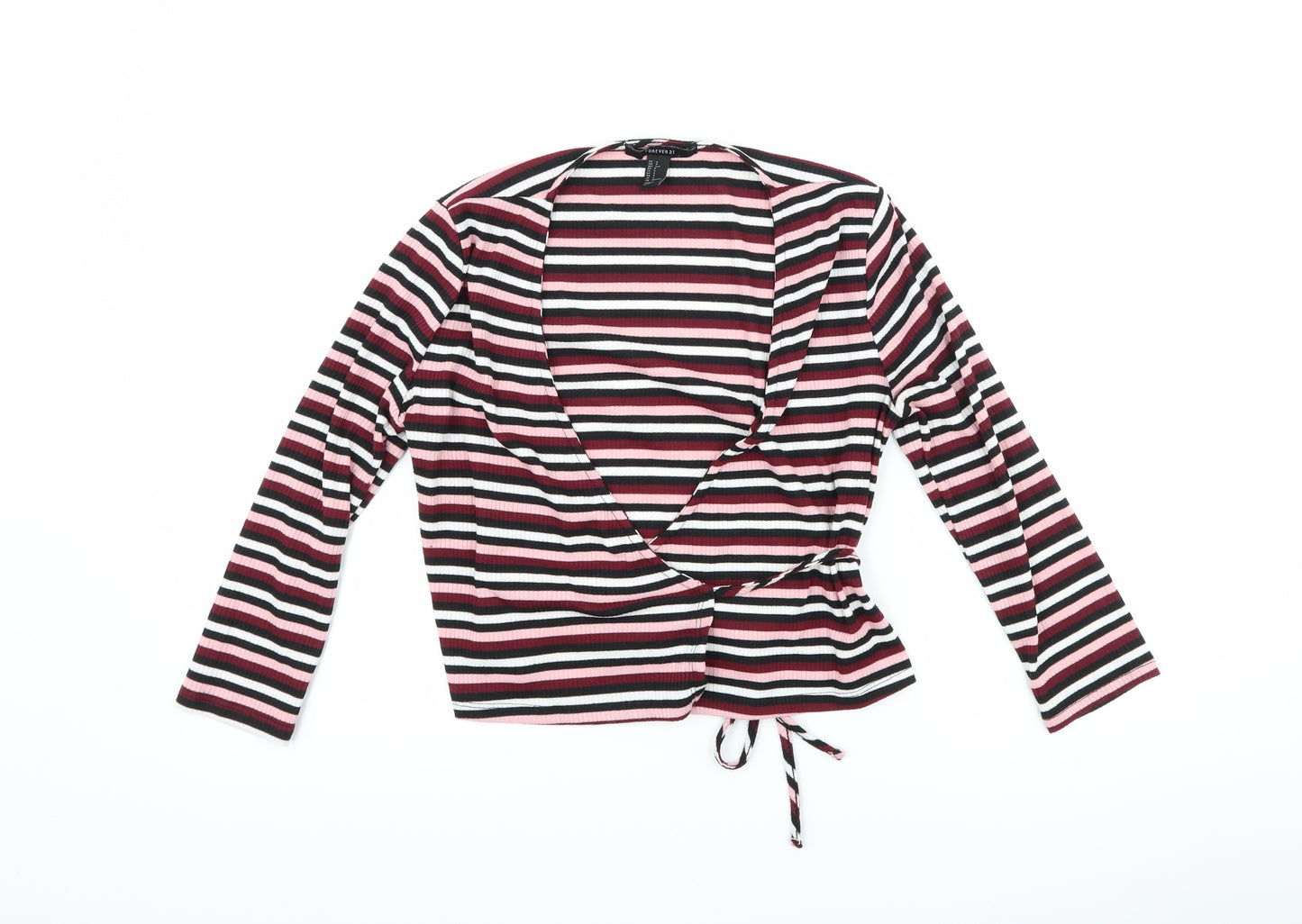 FOREVER 21 Womens Pink Striped  Wrap T-Shirt Size S