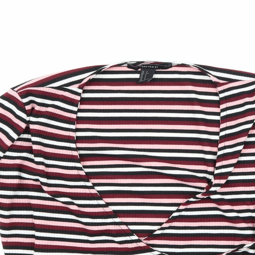 FOREVER 21 Womens Pink Striped  Wrap T-Shirt Size S