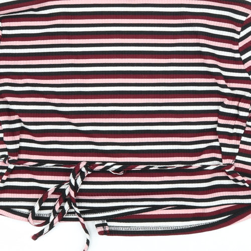 FOREVER 21 Womens Pink Striped  Wrap T-Shirt Size S