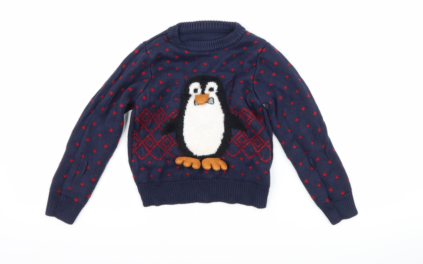 Nutmeg Boys Blue Polka Dot  Pullover Jumper Size 2-3 Years  - Penguin