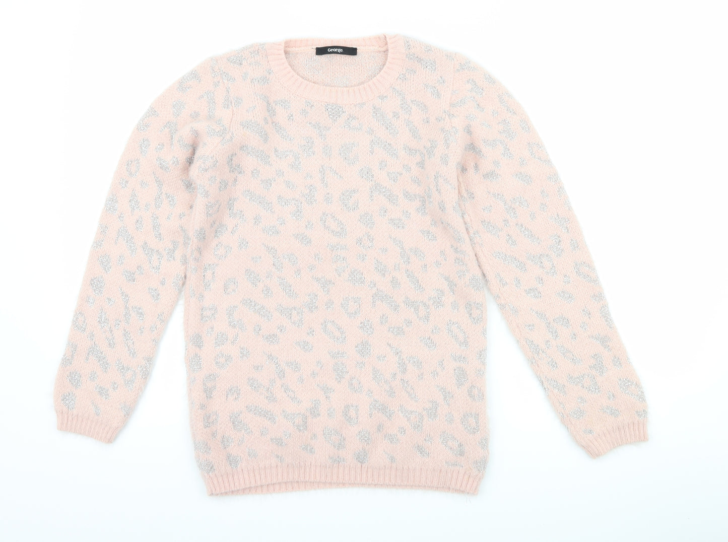 George Girls Pink Animal Print  Pullover Jumper Size 11-12 Years