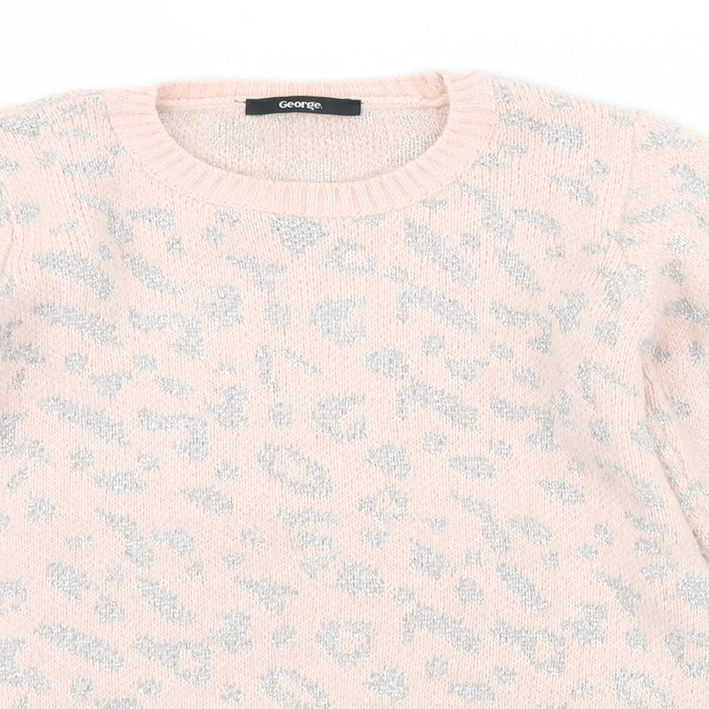 George Girls Pink Animal Print  Pullover Jumper Size 11-12 Years