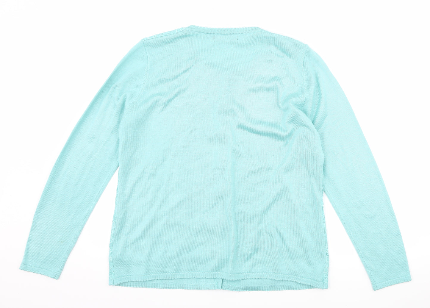 bm Collection Womens Blue Floral  Cardigan Jumper Size M