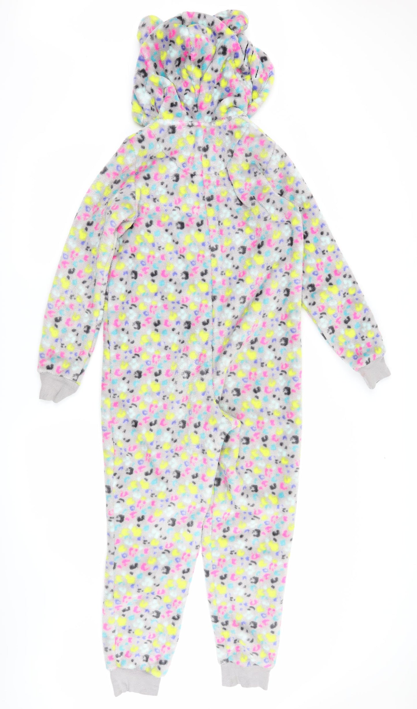 Marks and Spencer Girls Grey Animal Print Fleece Top One Piece Size 11-12 Years  - cat