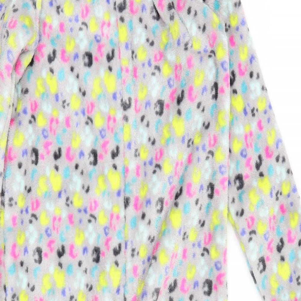 Marks and Spencer Girls Grey Animal Print Fleece Top One Piece Size 11-12 Years  - cat