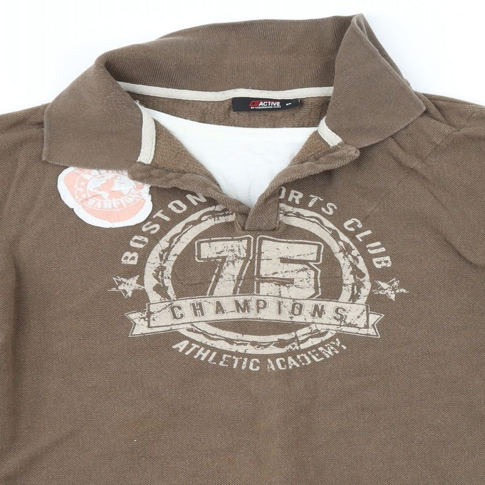 Cedar Wood State Mens Brown    Polo Size XL  - graphic