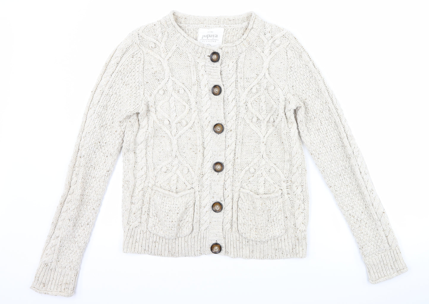 Papaya Womens Beige   Cardigan Jumper Size 10