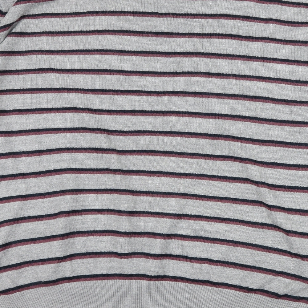 George Mens Grey Striped  Pullover Jumper Size XL