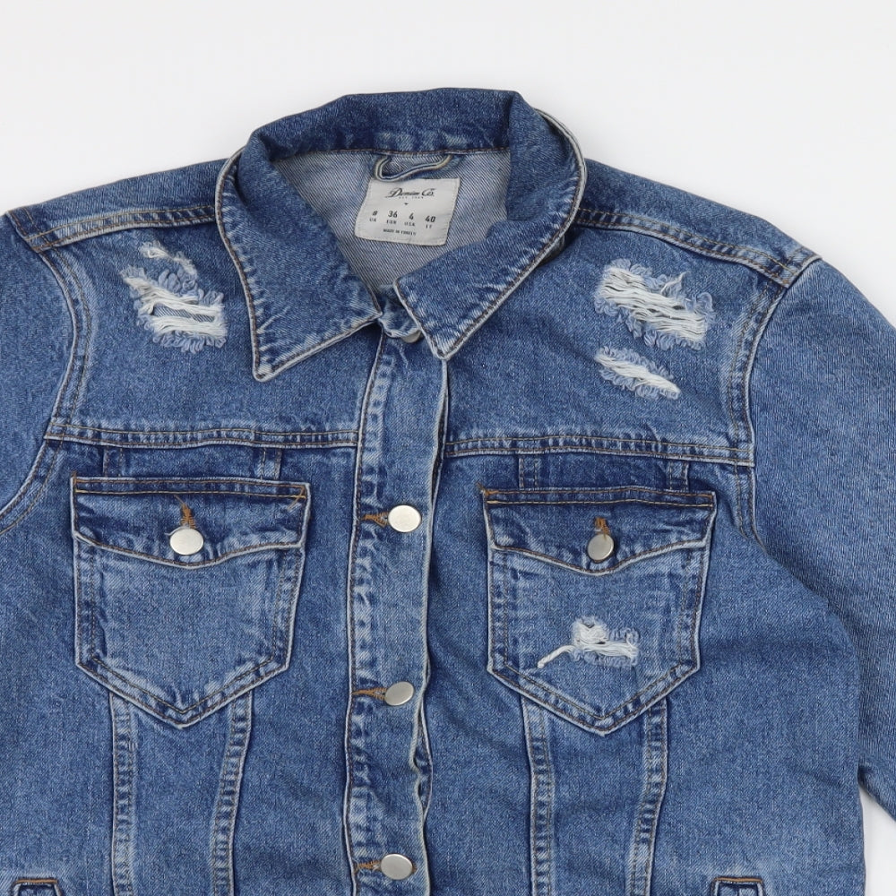 DENIM CO Womens Blue  Denim Jacket  Size 8  - distressed