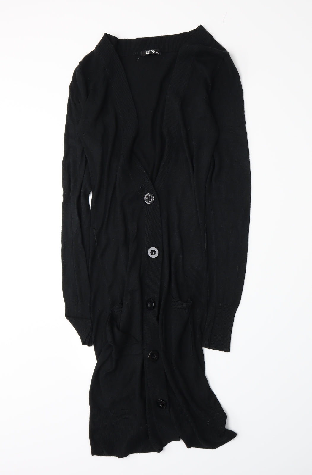 Krisp Womens Black  Knit Cardigan Jumper Size M