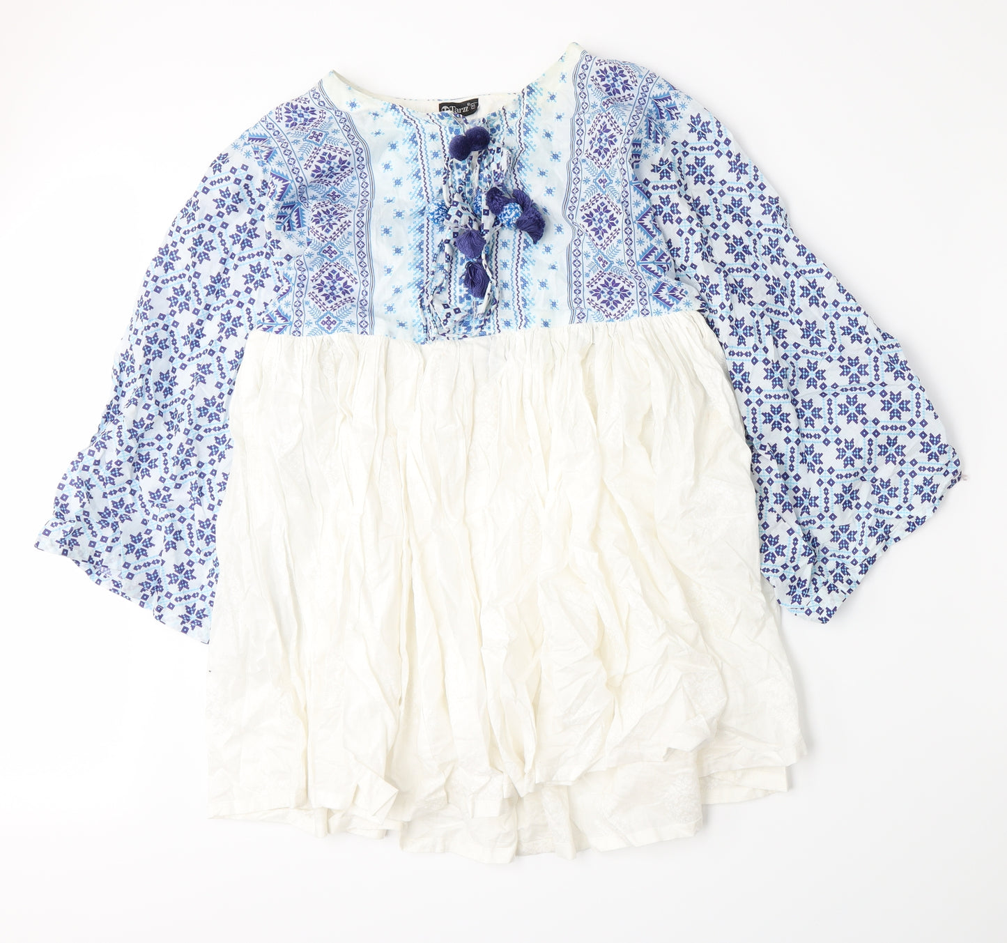 Tarzz Womens Blue Geometric  A-Line  Size XS