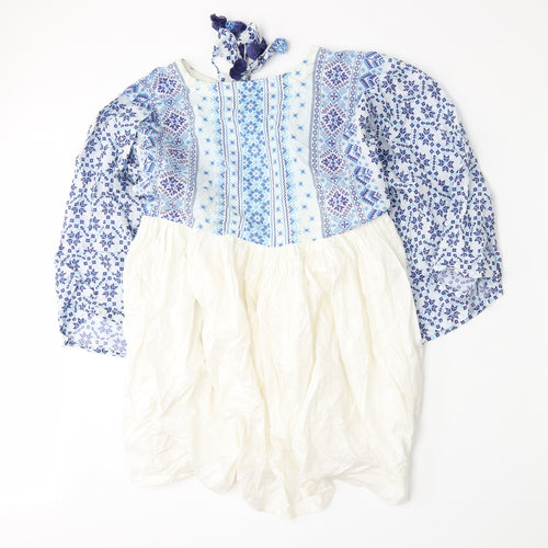 Tarzz Womens Blue Geometric  A-Line  Size XS