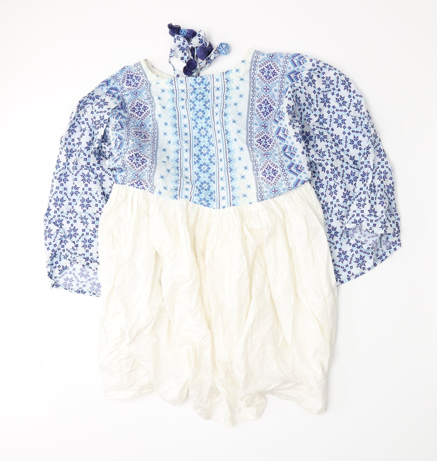 Tarzz Womens Blue Geometric  A-Line  Size XS