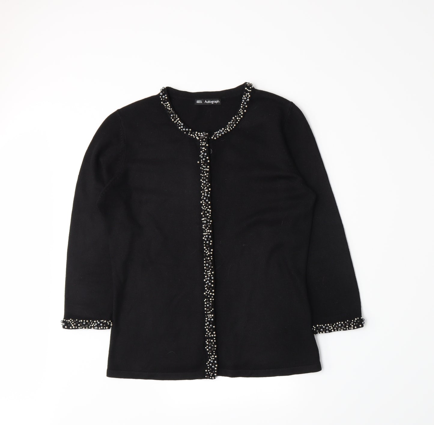Autograph Womens Black  Knit Cardigan Jumper Size 10