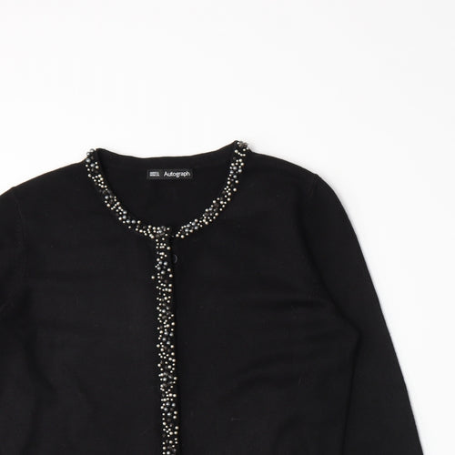 Autograph Womens Black  Knit Cardigan Jumper Size 10