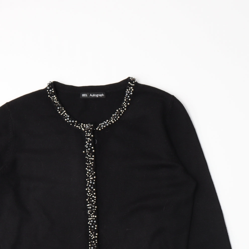 Autograph Womens Black  Knit Cardigan Jumper Size 10