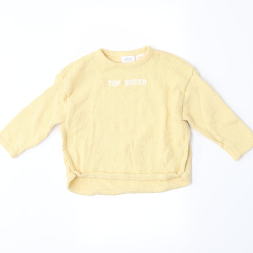 Zara Girls Yellow  Knit Pullover Jumper Size 12-18 Months