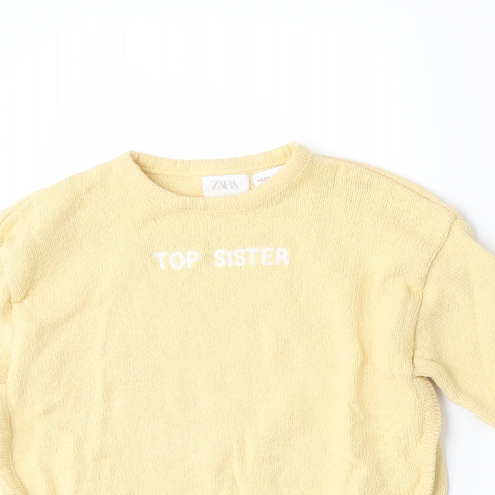 Zara Girls Yellow  Knit Pullover Jumper Size 12-18 Months