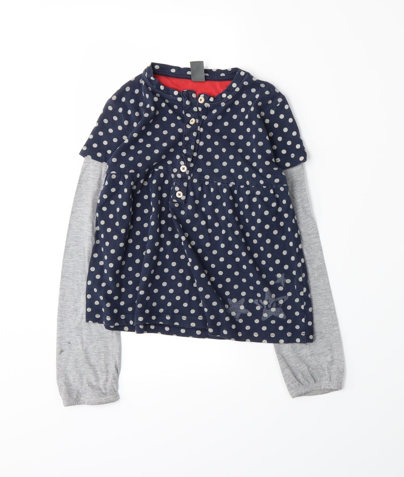 Zara Girls Blue Polka Dot Jersey Basic T-Shirt Size 7-8 Years