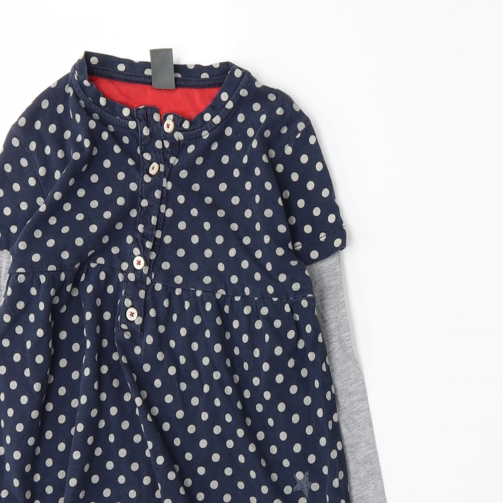 Zara Girls Blue Polka Dot Jersey Basic T-Shirt Size 7-8 Years