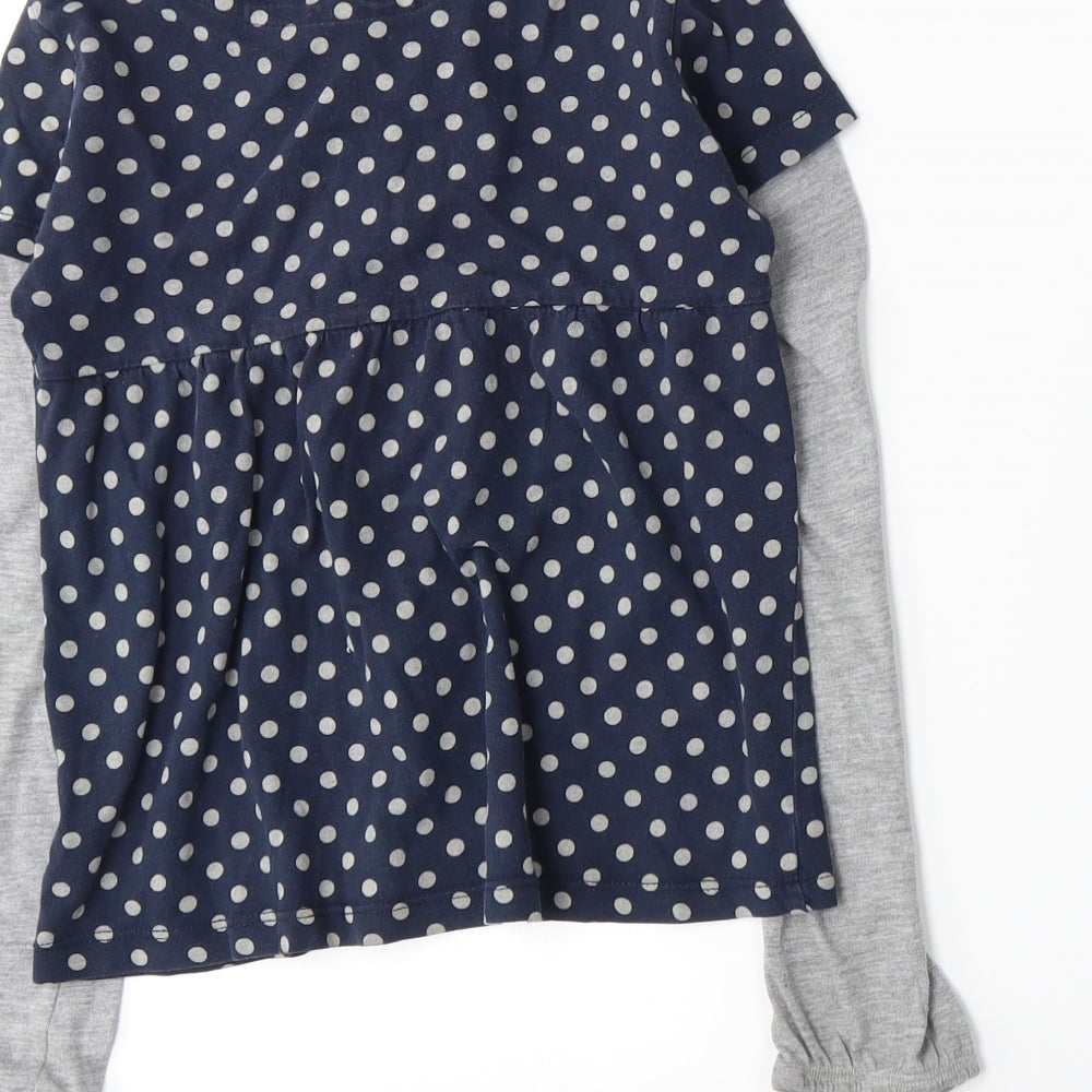 Zara Girls Blue Polka Dot Jersey Basic T-Shirt Size 7-8 Years