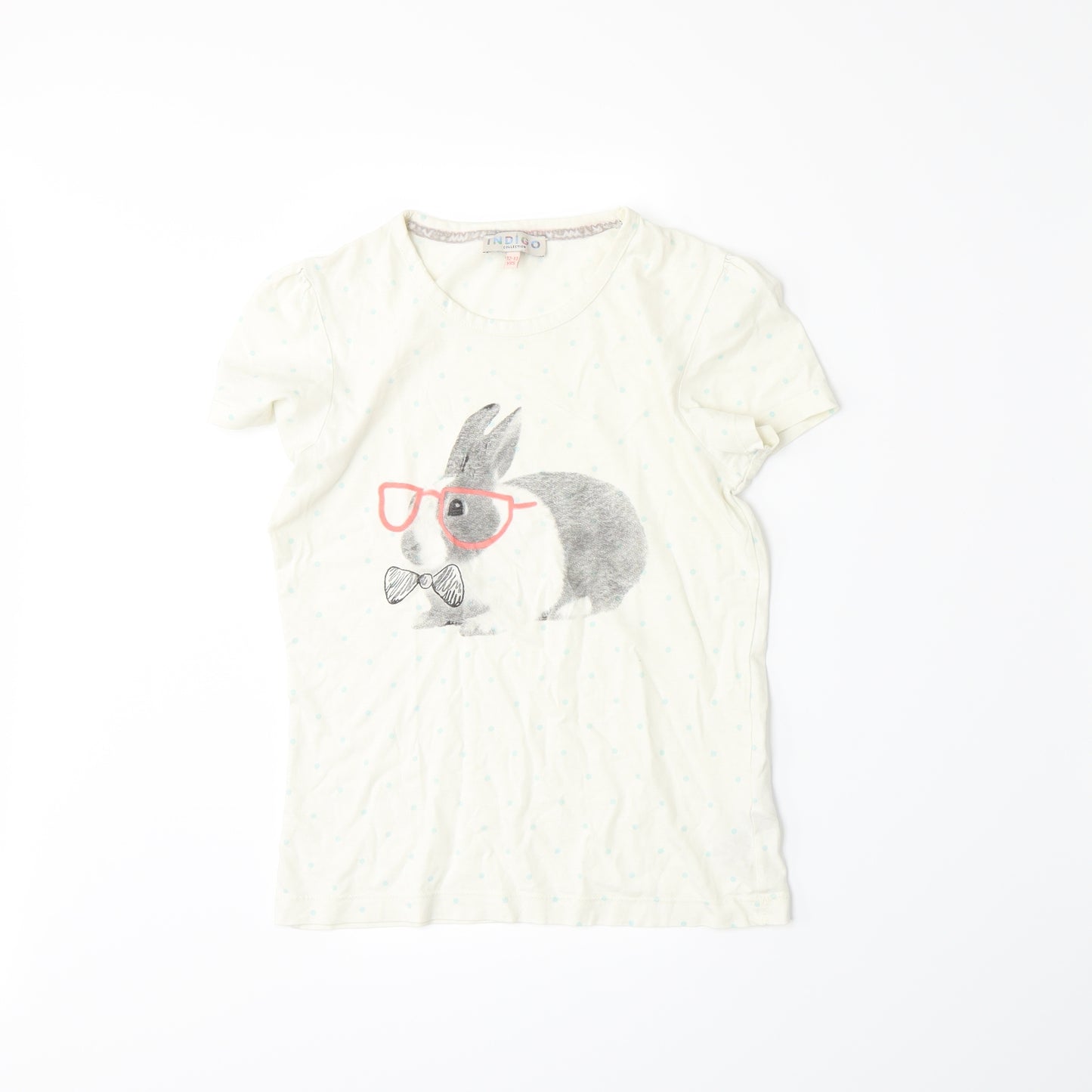 Marks and Spencer Girls White Spotted Jersey Basic T-Shirt Size 12-13 Years