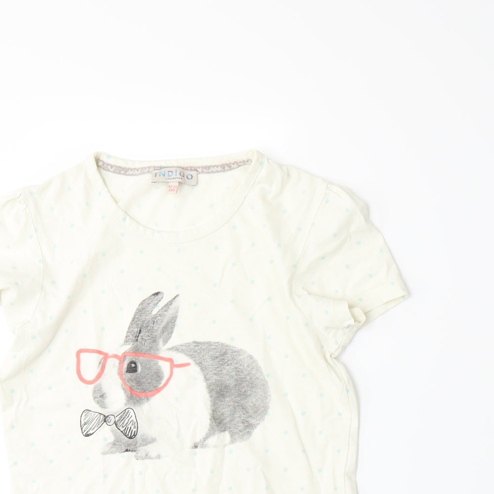 Marks and Spencer Girls White Spotted Jersey Basic T-Shirt Size 12-13 Years