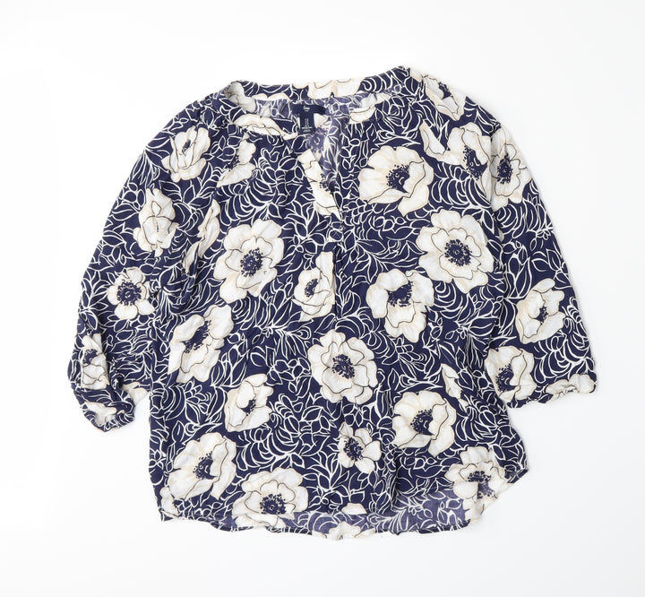 Gap Womens Blue Floral Basic Blouse Size S