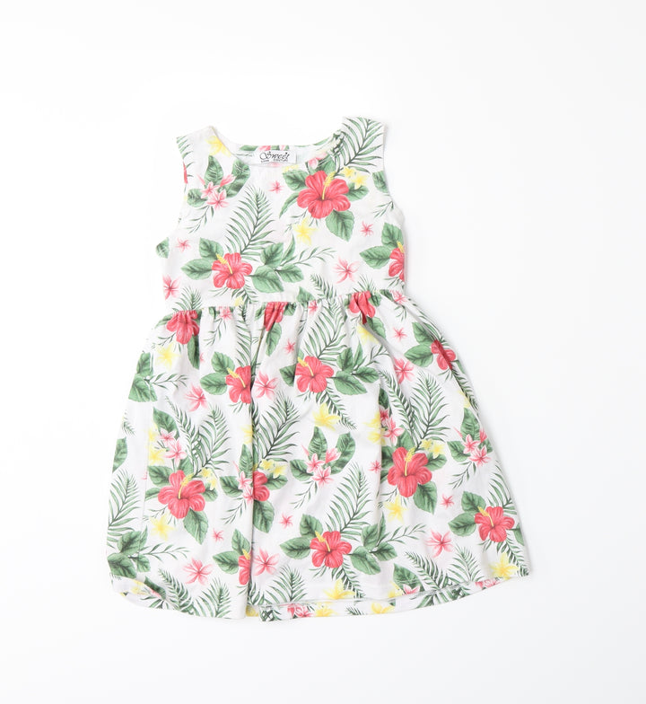 Anni Couture Girls White Floral  A-Line  Size 9 Years