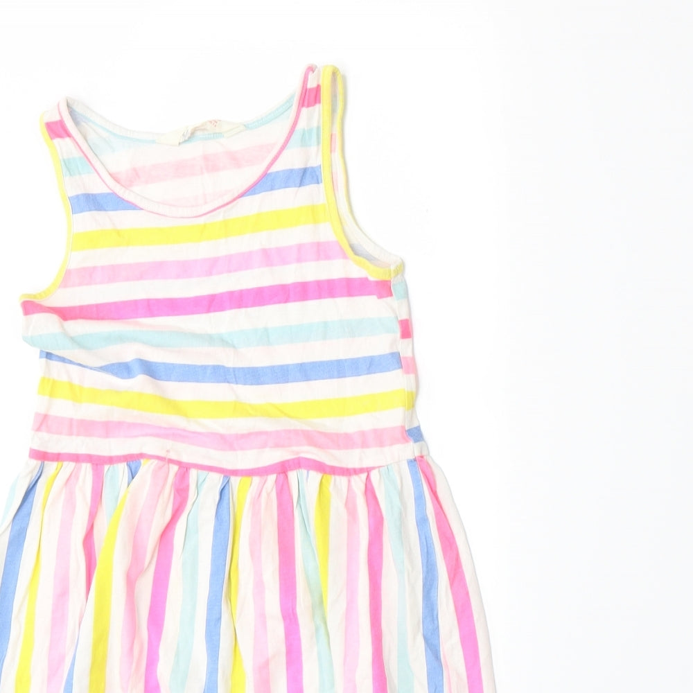 H&M Girls Multicoloured Striped  A-Line  Size 6-7 Years