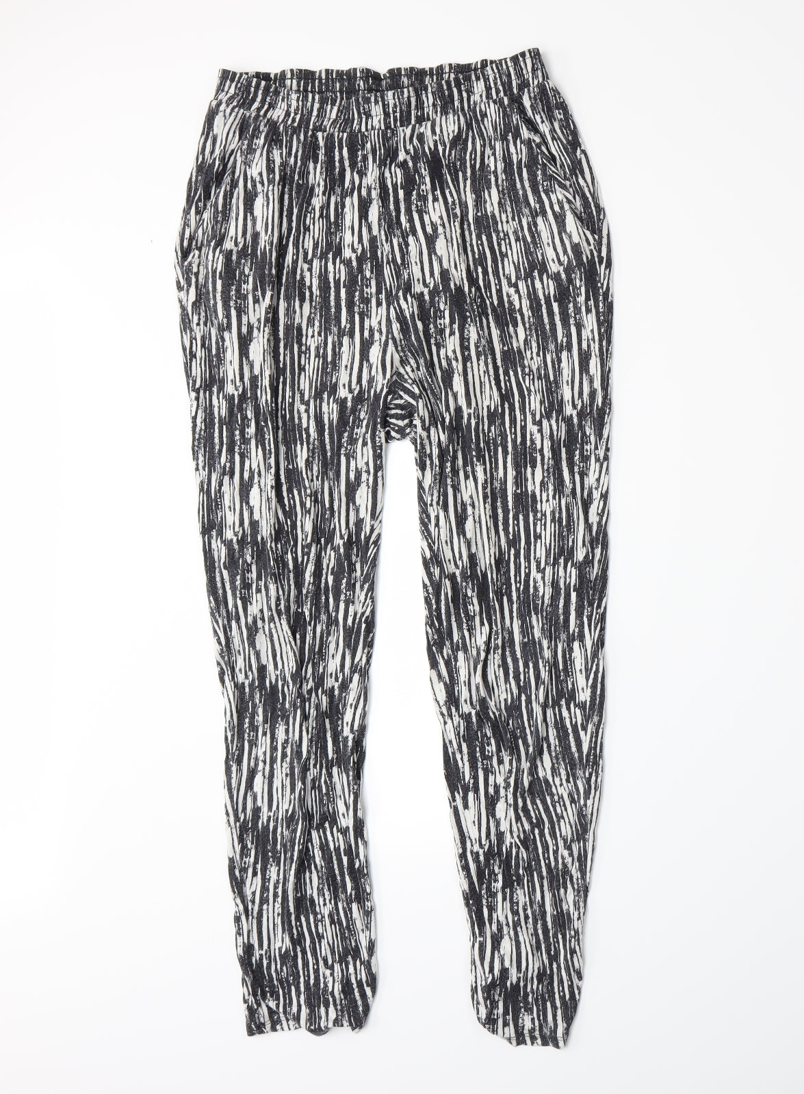 H&M Womens Grey Striped  Trousers  Size S L26 in
