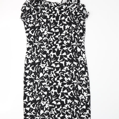 Marks and Spencer Womens Black Floral  A-Line  Size 12