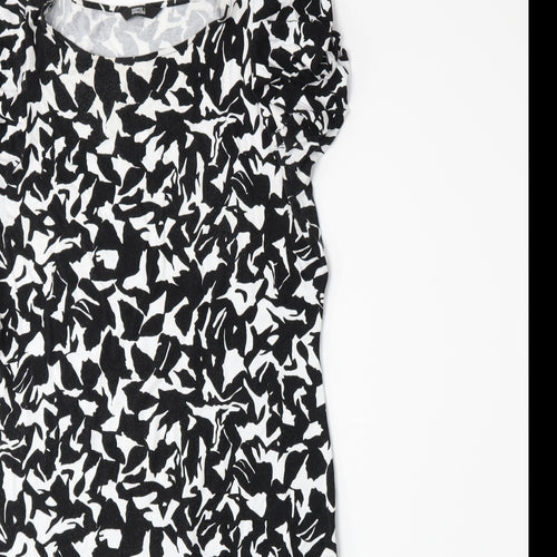 Marks and Spencer Womens Black Floral  A-Line  Size 12