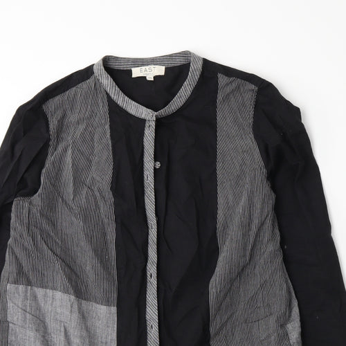 EAST Womens Grey Striped  Basic Button-Up Size 10