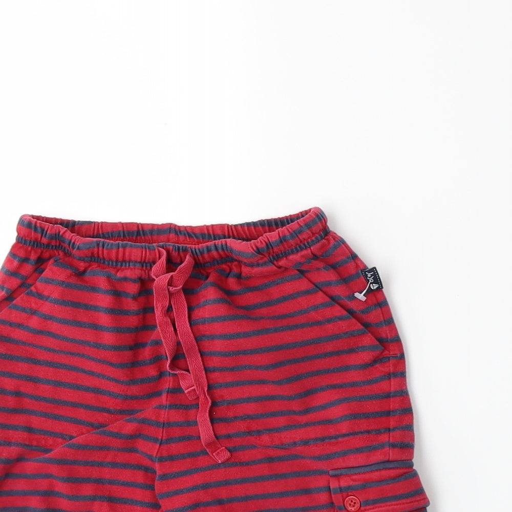 JoJo Maman Bébé Boys Red Spotted Jersey Sweat Shorts Size 2-3 Years