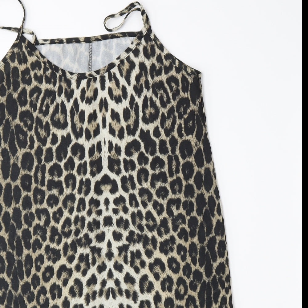 Quiz Womens Beige Animal Print  A-Line  Size 12