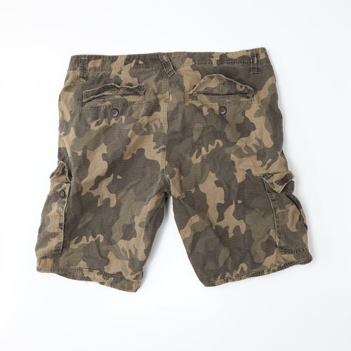 Preworn Mens Green Camouflage  Cargo Shorts Size 36