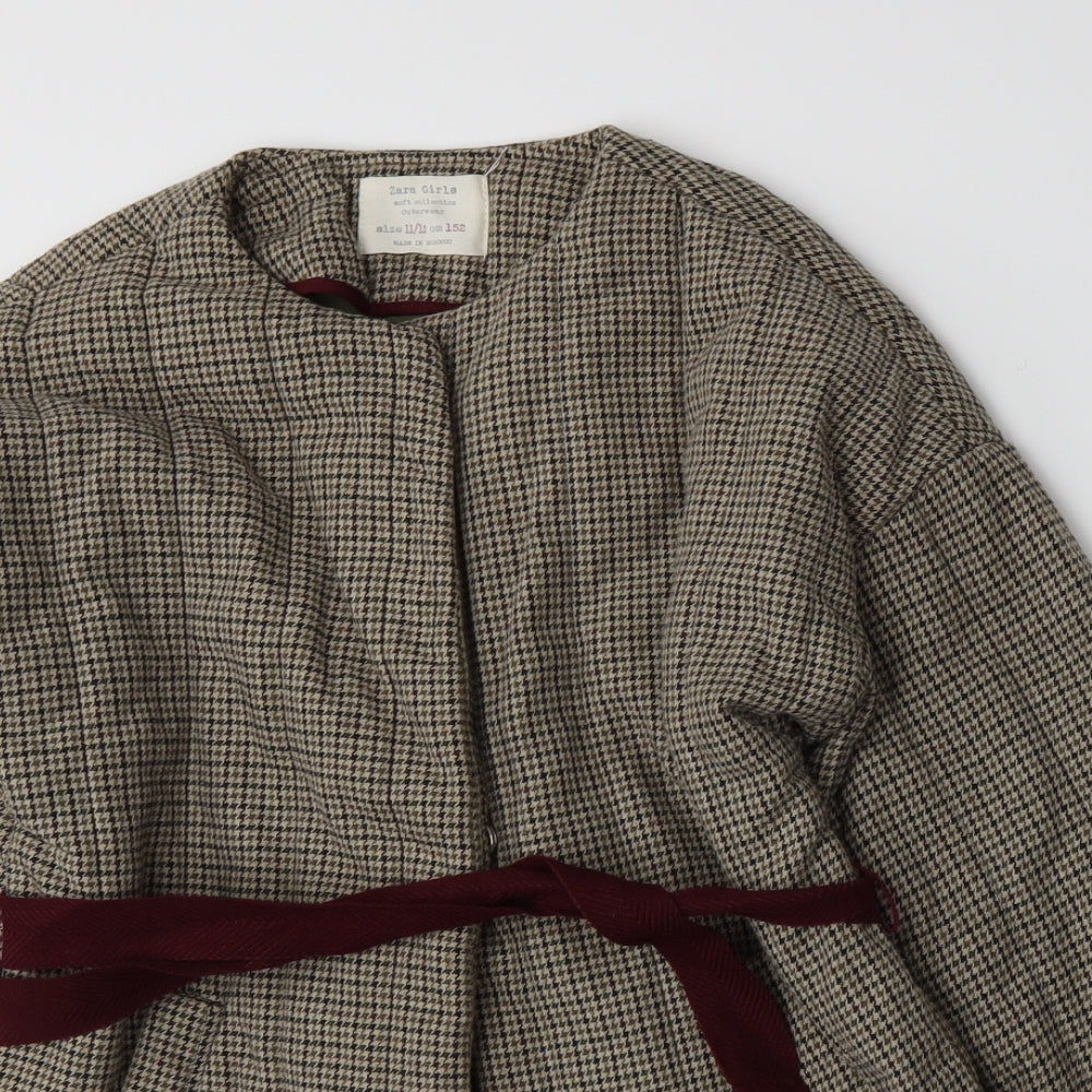 Zara Girls Beige Houndstooth  Jacket  Size 11-12 Years