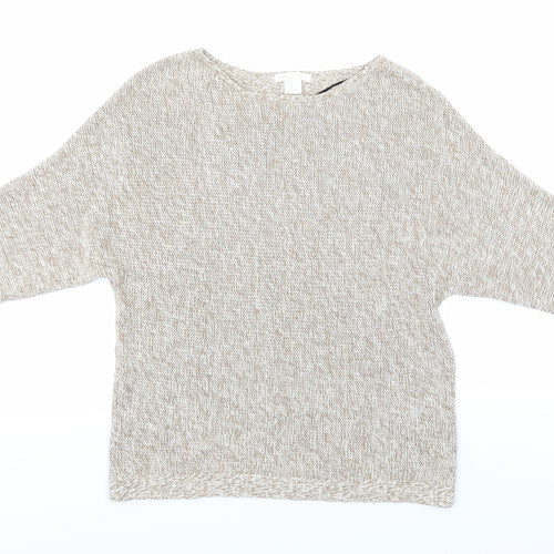 H&M Womens Beige  Knit Pullover Jumper Size XS
