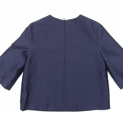 OCHE Womens Blue Floral  Basic Blouse Size M
