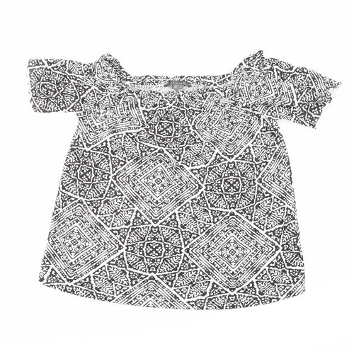 Primark Womens Black Geometric  Basic Blouse Size 12