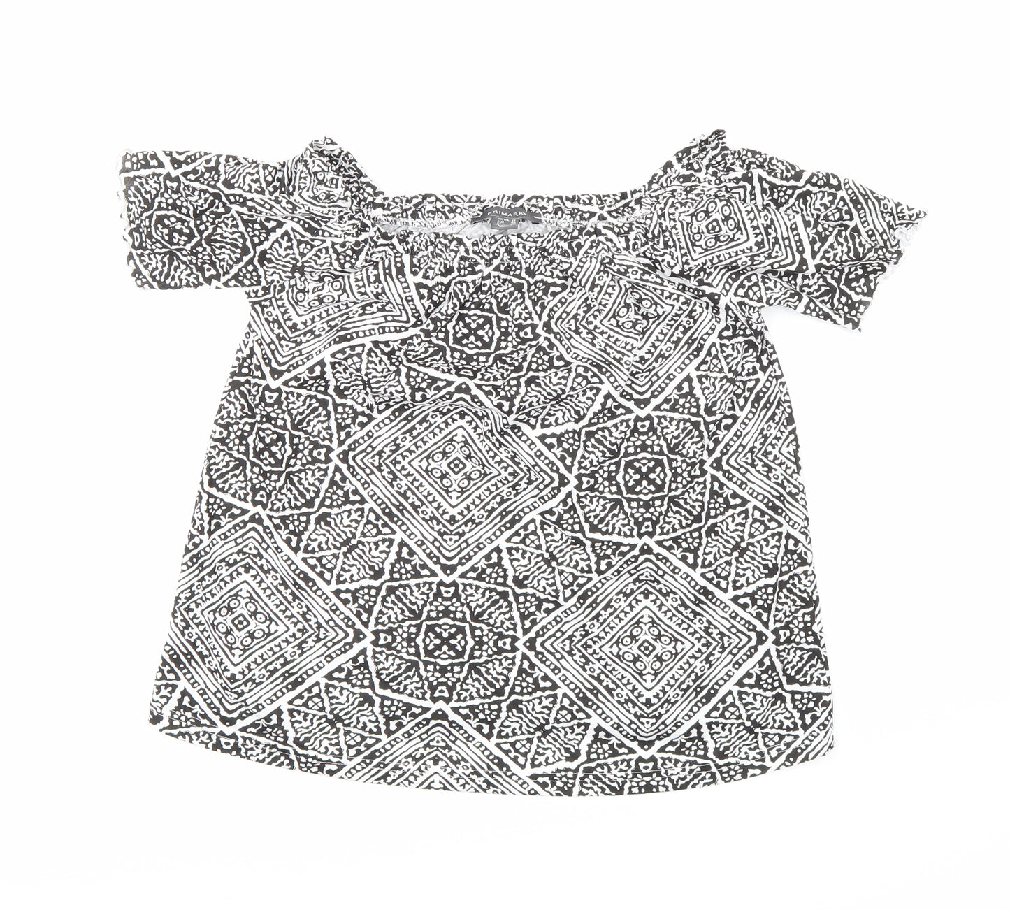 Primark Womens Black Geometric  Basic Blouse Size 12