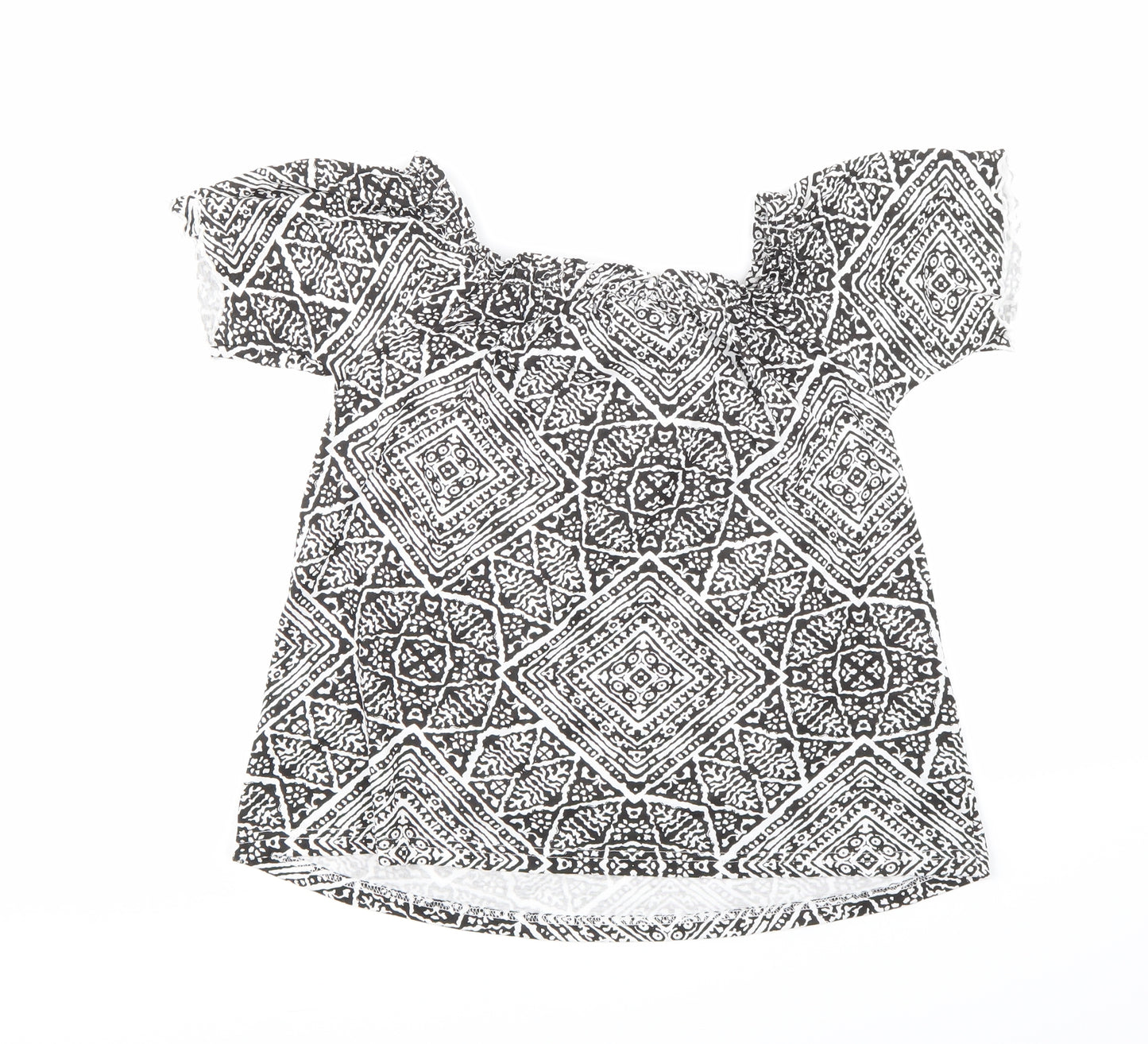Primark Womens Black Geometric  Basic Blouse Size 12