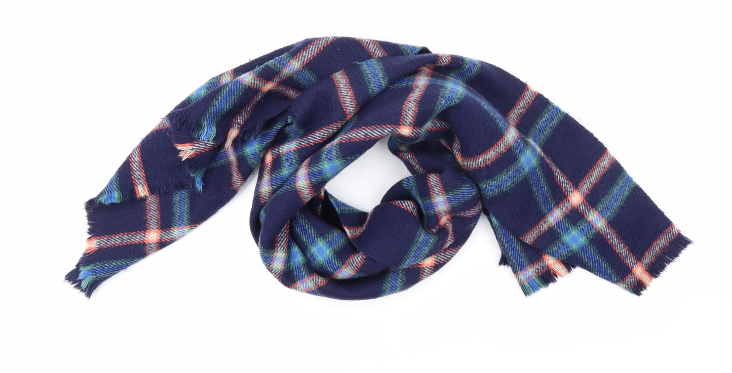 Preworn Womens Blue Check Knit  Scarf