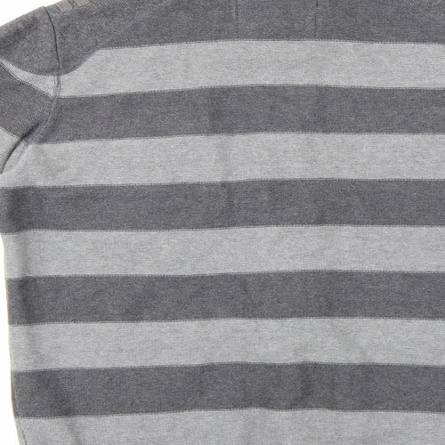 NEXT Mens Grey Striped Knit Cardigan Jumper Size L