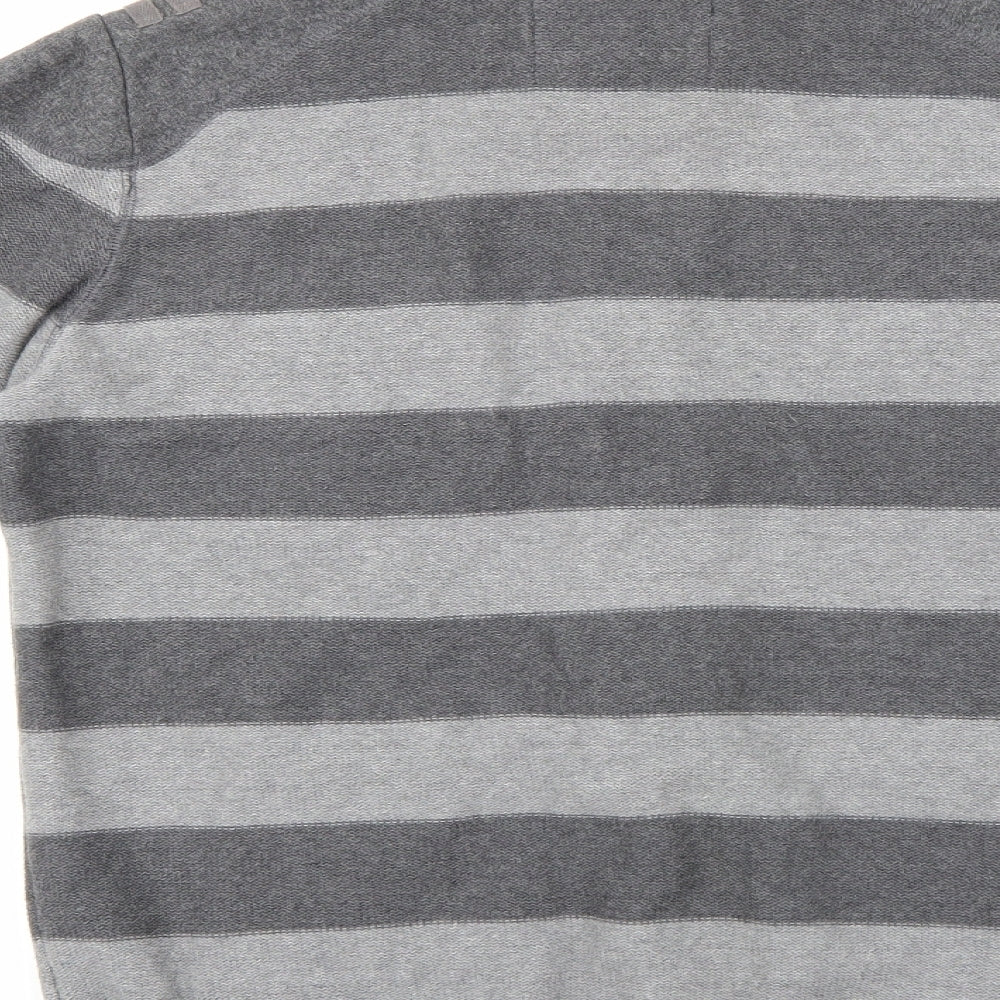 NEXT Mens Grey Striped Knit Cardigan Jumper Size L