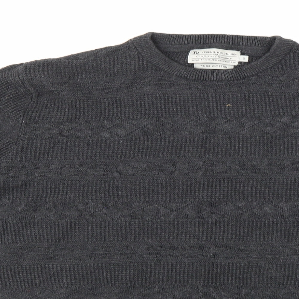 TU Mens Grey  Knit Pullover Jumper Size S