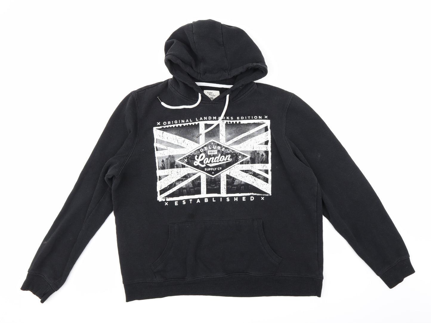 Cedar Wood State Mens Black   Pullover Hoodie Size 2XL