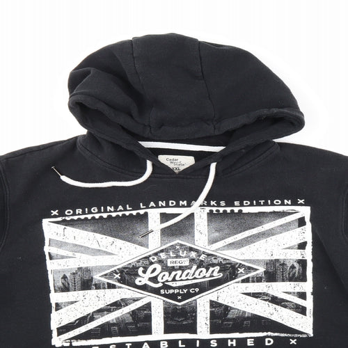 Cedar Wood State Mens Black   Pullover Hoodie Size 2XL